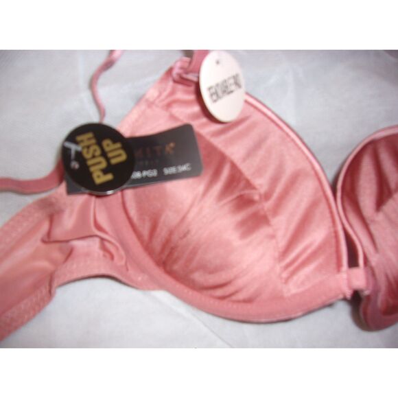 Youmita Old Rose Shiny Push-Up Plunge 34C Bra NWT - Picture 16 of 16